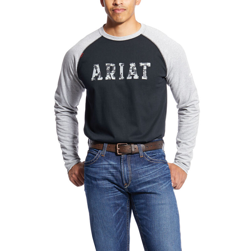 Ariat Work: FR Baseball Logo Camisetas Hombre - Gris Camuflaje (AGWER5062)